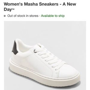 NWT size 8 white sneakers black leather detail